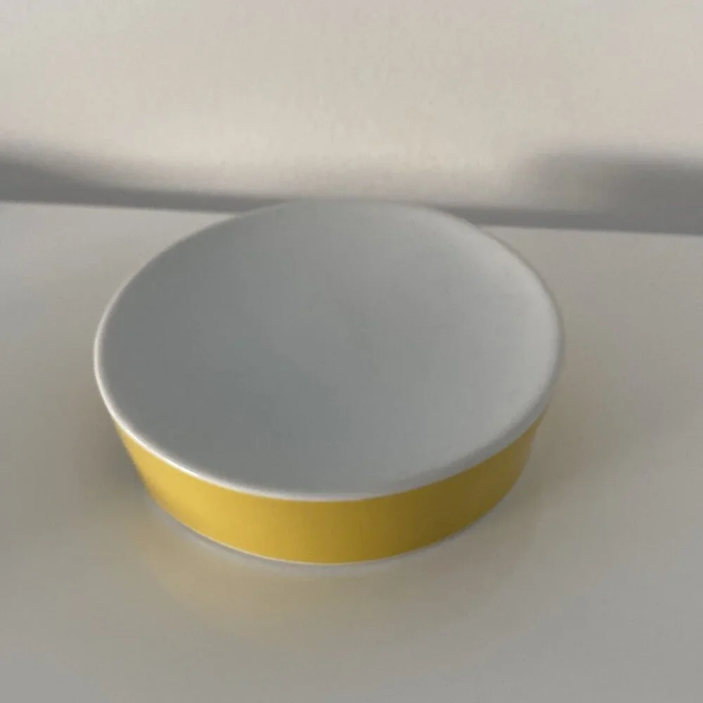 Set of 4 West Elm Trinket Trays / Catchalls in Yellow and White, Decorative Acce